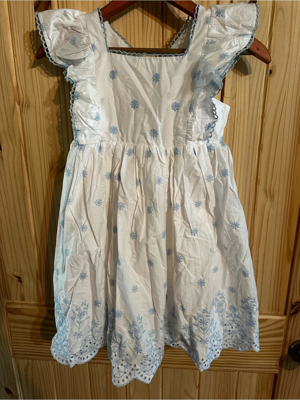 Rachel Zoe White Dress with Light Blue Embroidered Floral Accents